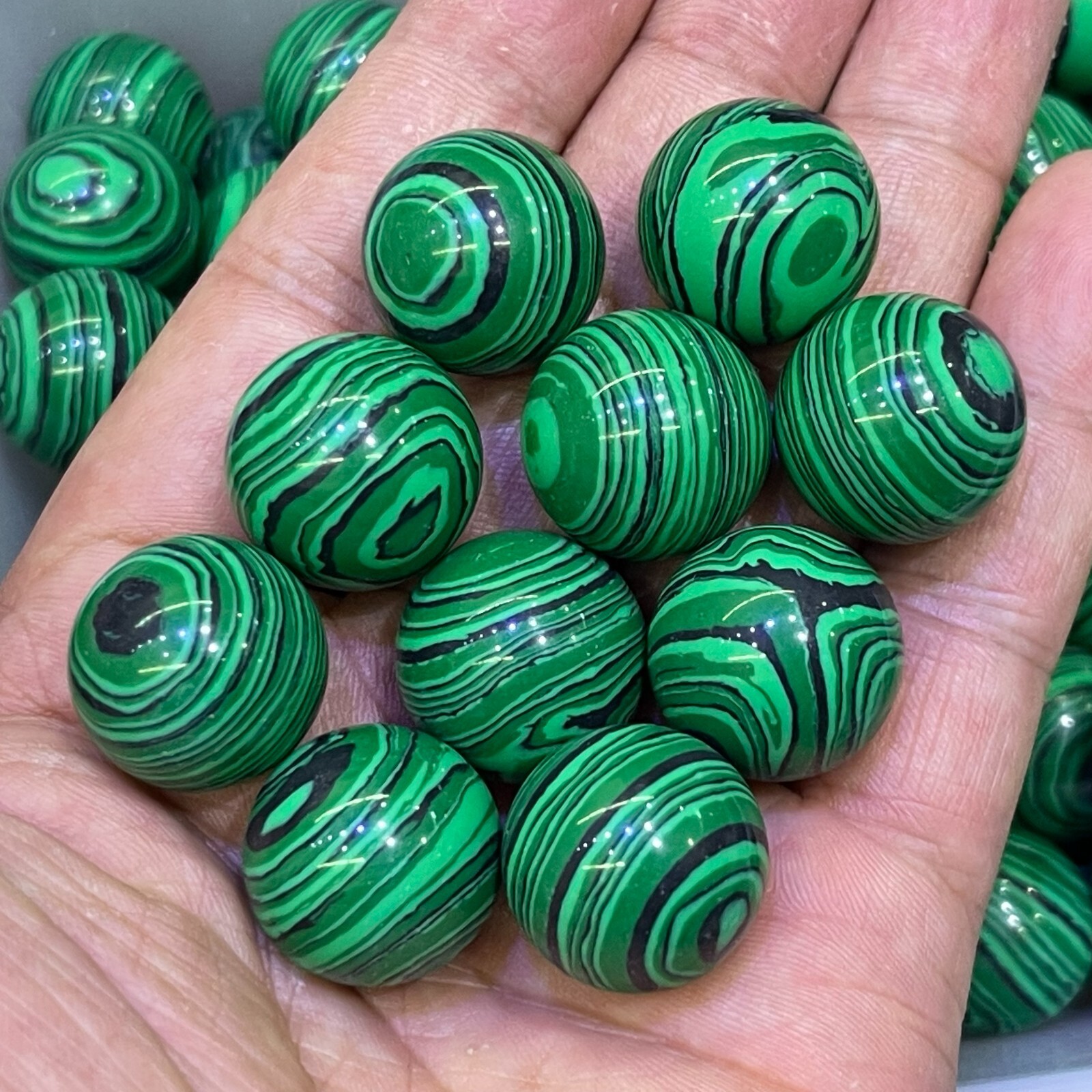 10pc Malachite quartz ball hand carved crystal 20mm sphere reiki healing