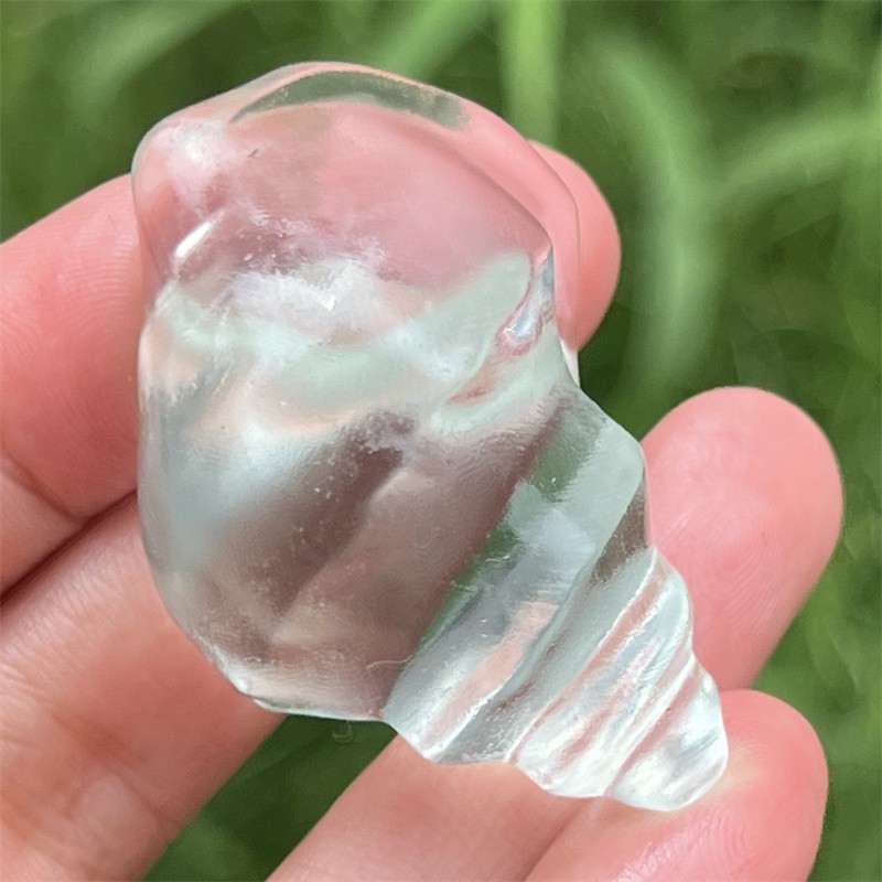 2″ Carved Blue smelting whelk skull quartz crystal skull Pendant Healing 1PC