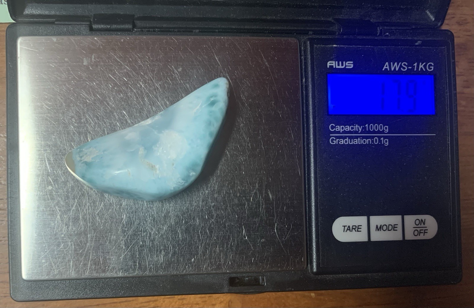 1 Piece A+ Natural Larimar Polished Tumble Stone 17.9 Grams