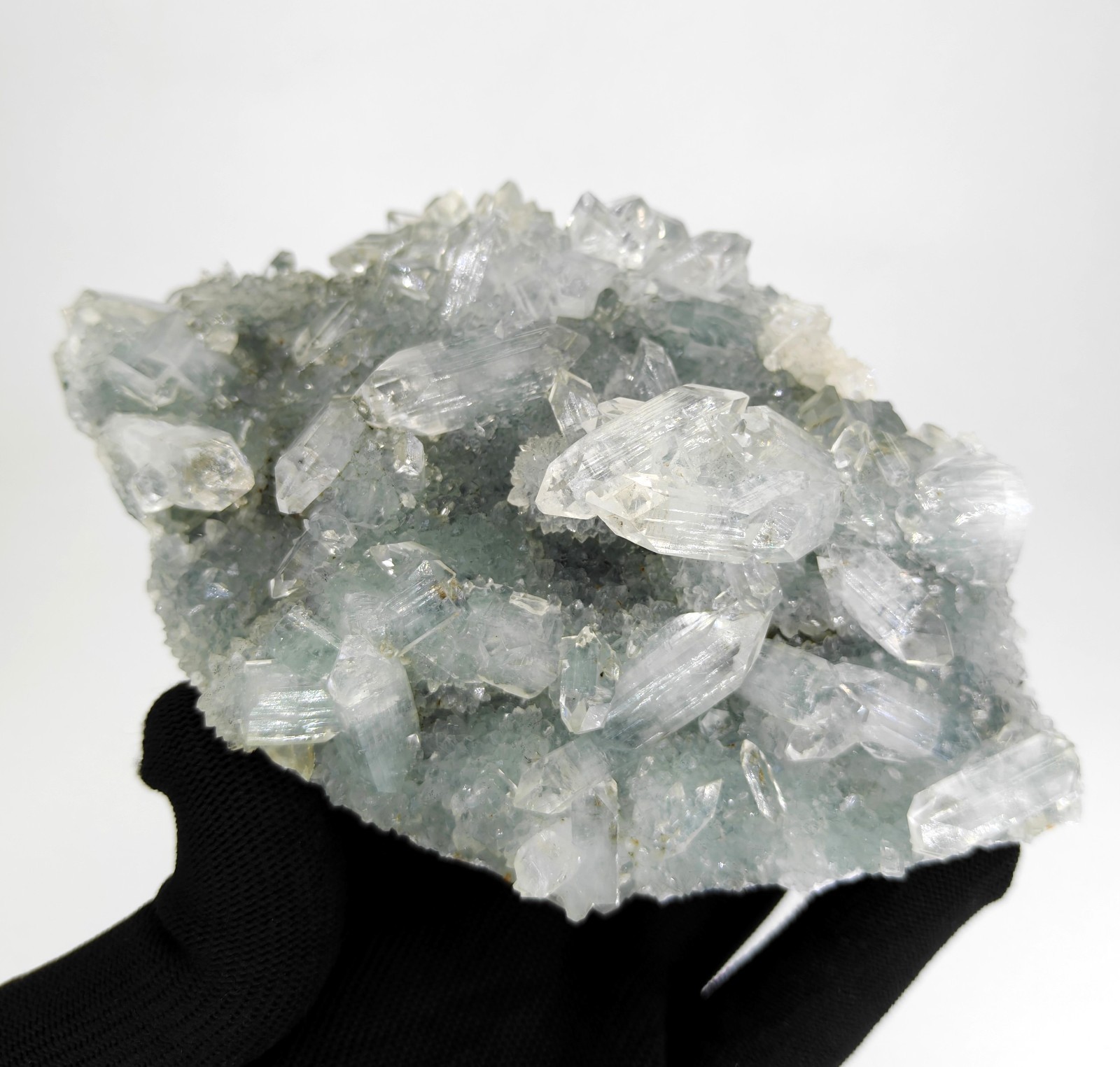 Natural Pointed Apophyllite Cluster on Quartz Minerals #594