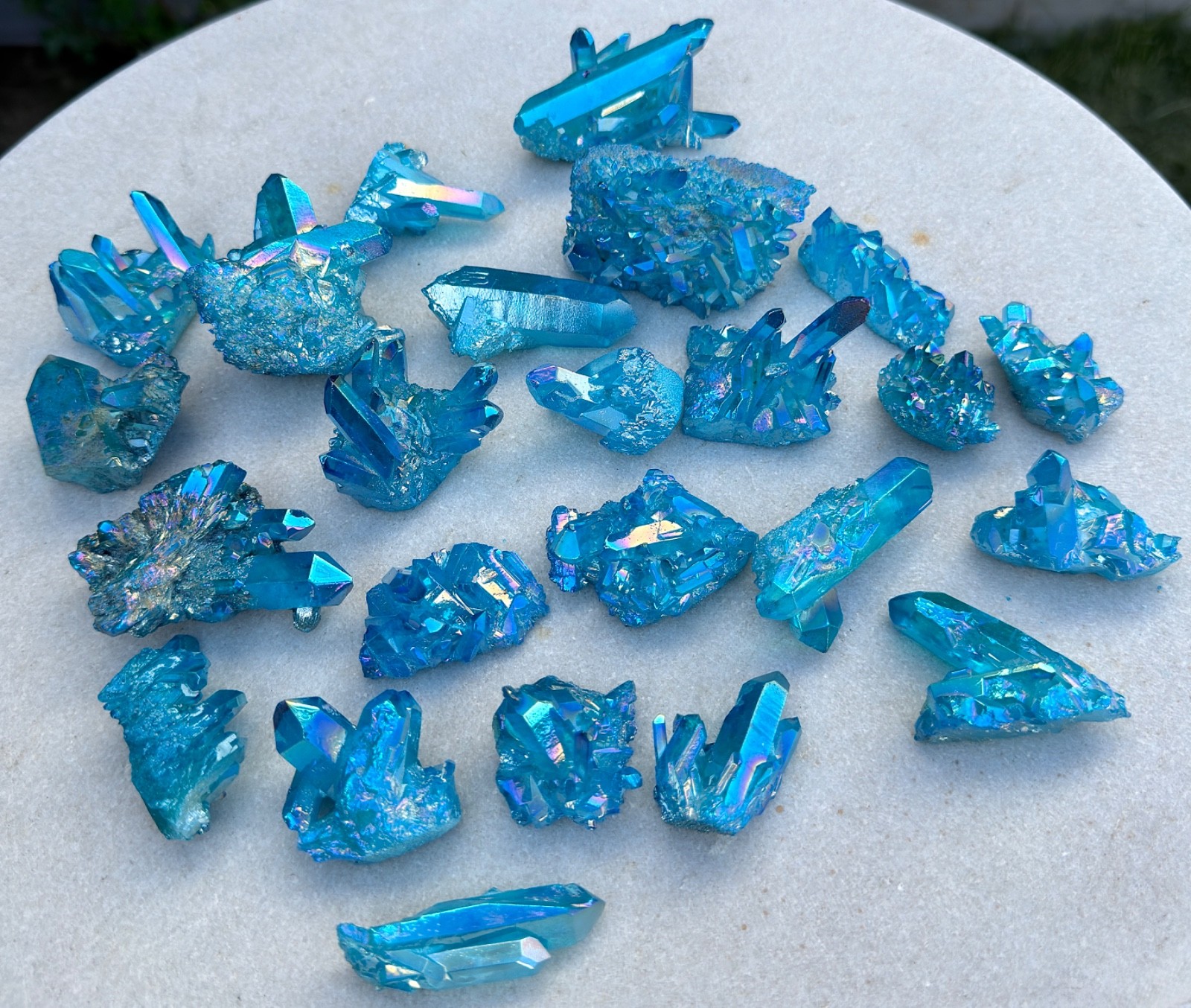 Wholesale 2 Lbs Aqua Aura Quartz Cluster Natural Crystal