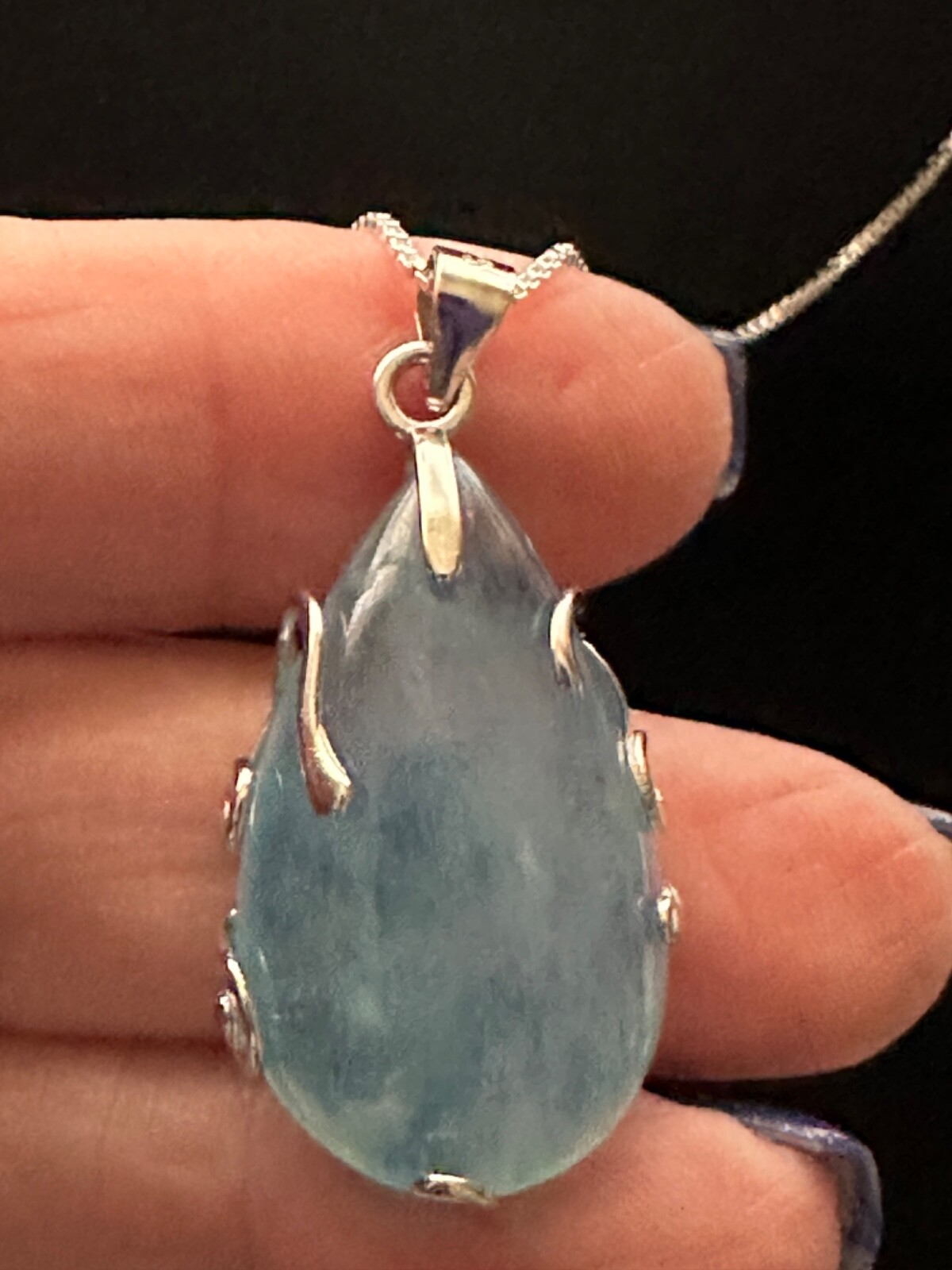 Aquamarine/Sterling Silver,Quartz Crystal,Metaphysical, Jewelry,Gem,Unique,Gift