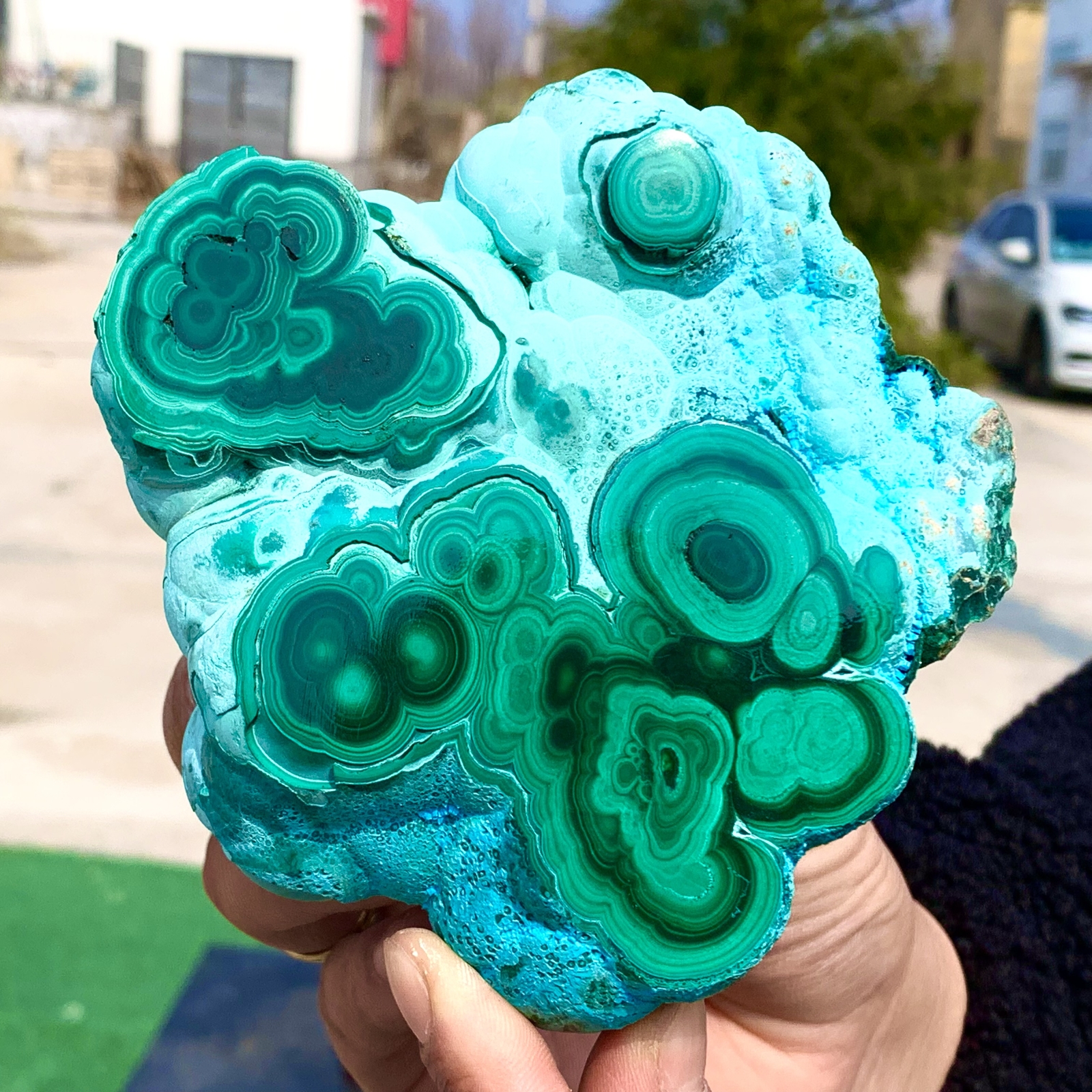 1.92LB Natural Chrysocolla/Malachite transparent cluster rough mineral sample