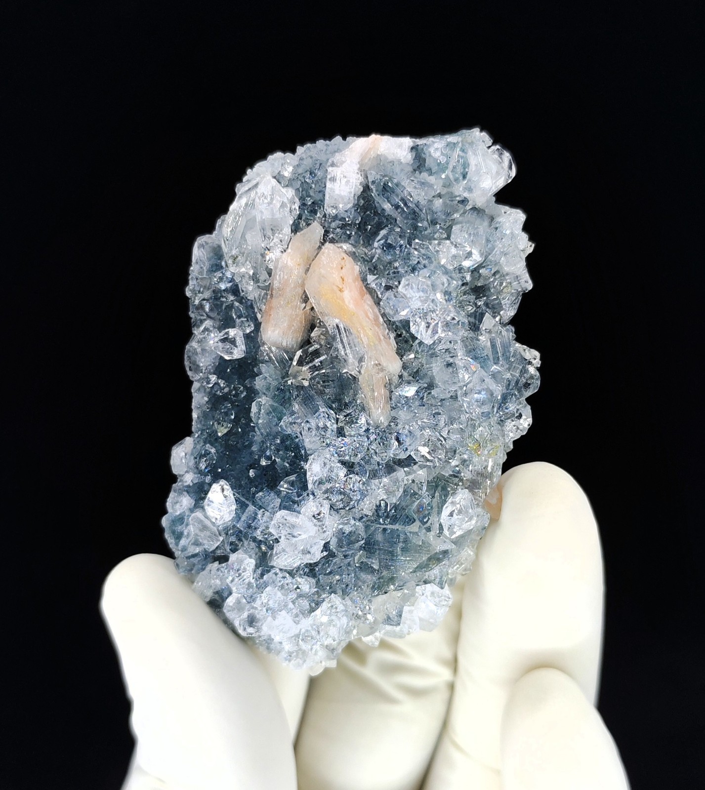 Natural Apophyllite Crystals and Stilbite On Chalcedony Minerals Specimen #S398