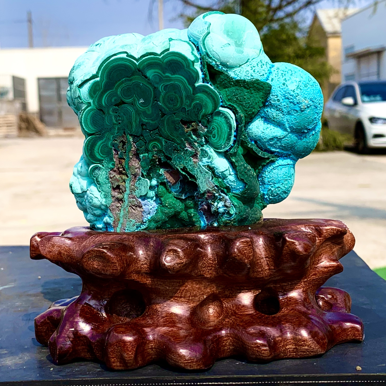 1.92LB Natural Chrysocolla/Malachite transparent cluster rough mineral sample