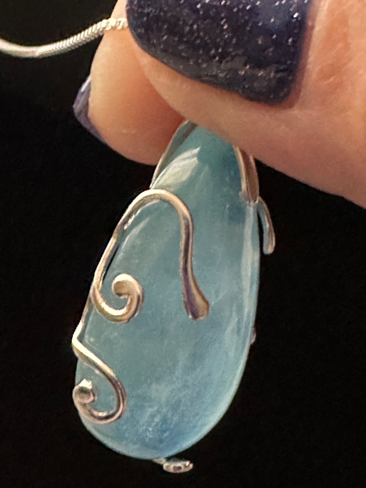 Aquamarine/Sterling Silver,Quartz Crystal,Metaphysical, Jewelry,Gem,Unique,Gift