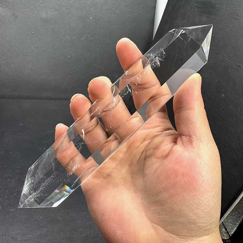 330g Natural White Quartz Obelisk Crystal Double Point Tower Reiki Decor