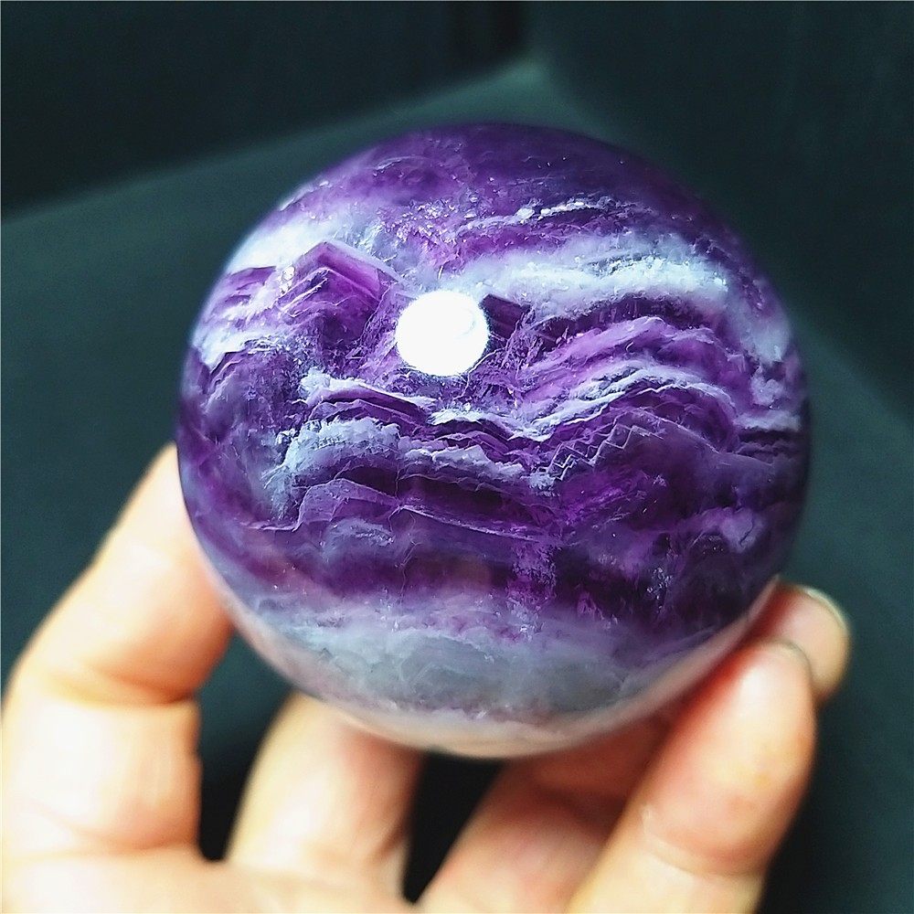 RARE 284g Natural Polishing Purple Silk Fluorite Crystal Ball Healing A4896