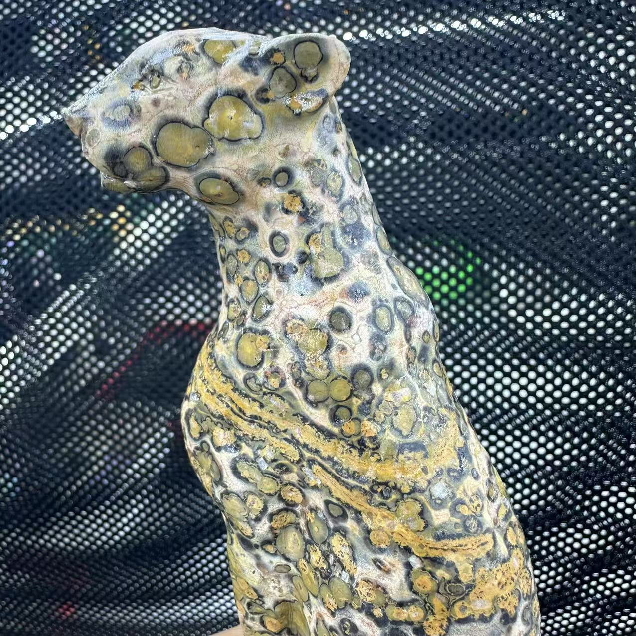 1pc Natural Unknown Quartz Carved Leopard Skull Crystal Reiki Healing Decor