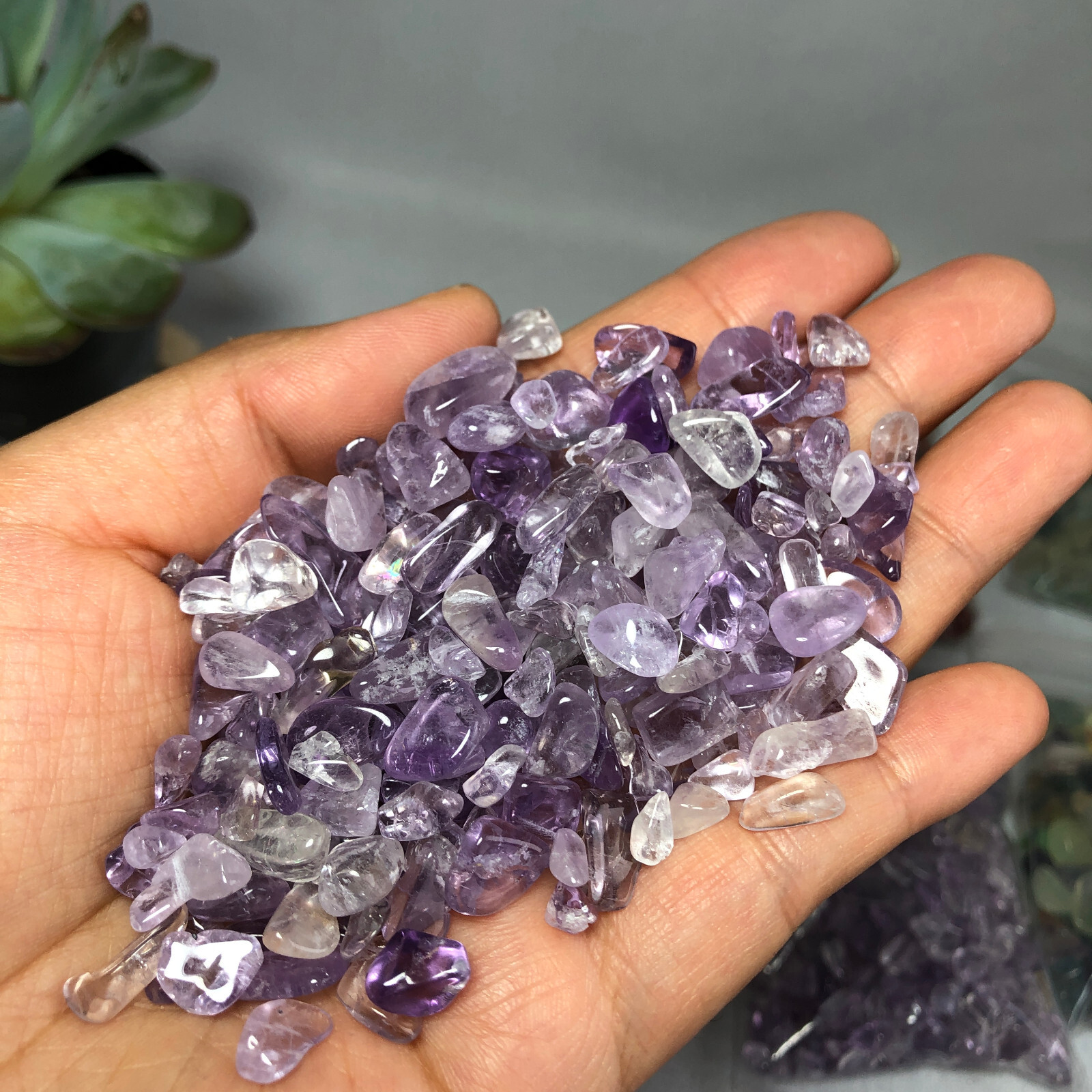 100g Natural purple crystal amethyst gravel reiki healing fish tank decorations2