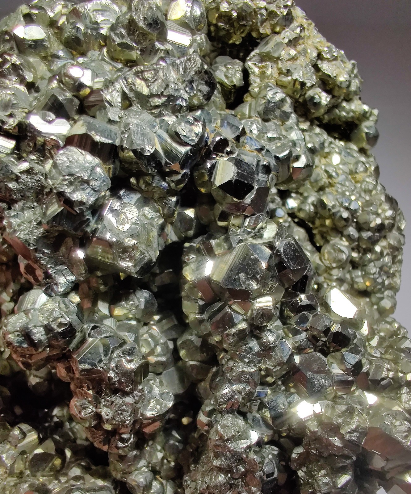 Pyrite crystals, nice display piece. Huanzala Mine, Peru. 585 grams.
