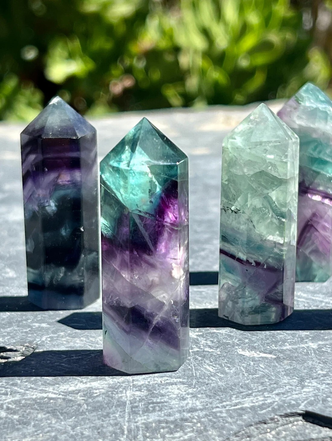 3” Rainbow Fluorite Point Obelisk Natural Crystal Gemstone Tower HomeDecor Gift