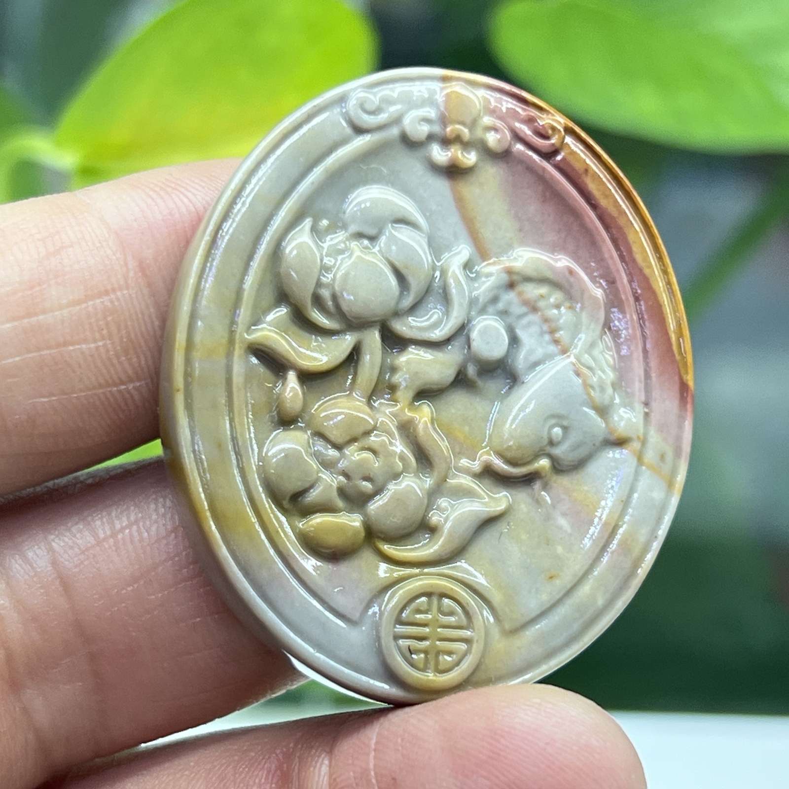 1.5 ” Natural Ocean jasper Carved flower Fish skull Crystal Healing gift1pc