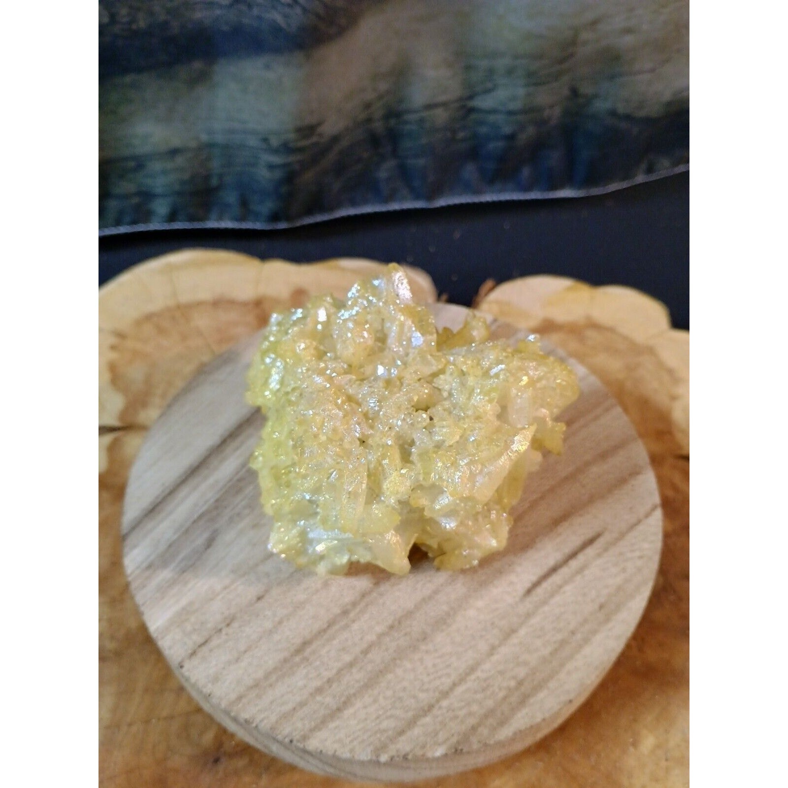 Rainbow Aqua Aura Quartz Crystal Cluster Points Titanium Coating .64lbs