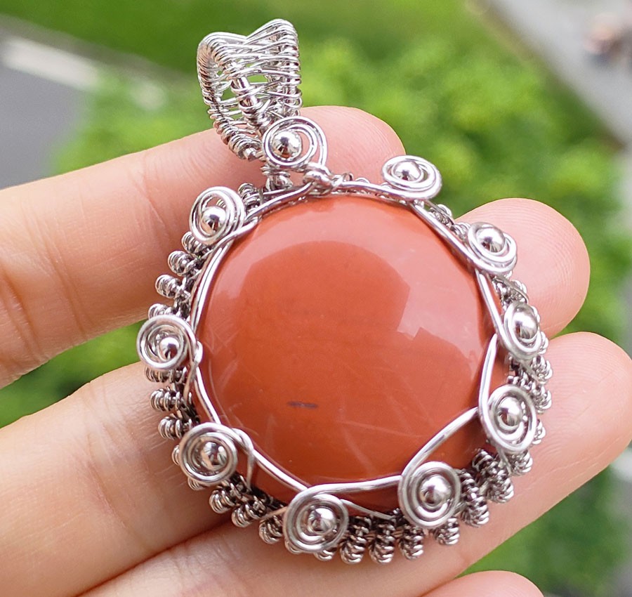 5pcs Natural Flame Jasper Gems Pendant Chakra Reiki Amulet Handcraft Charm