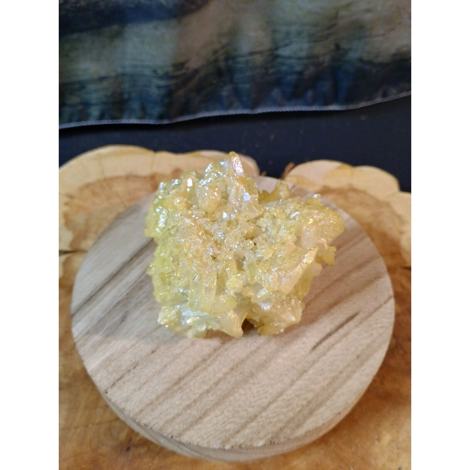 Rainbow Aqua Aura Quartz Crystal Cluster Points Titanium Coating .64lbs