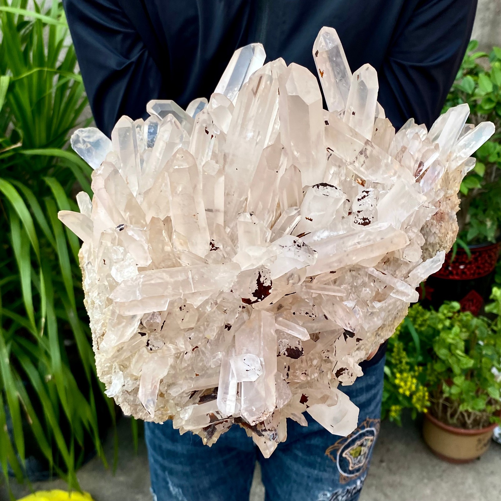 23.69LB ransparent, natural and beautiful white quartz crystal cluste