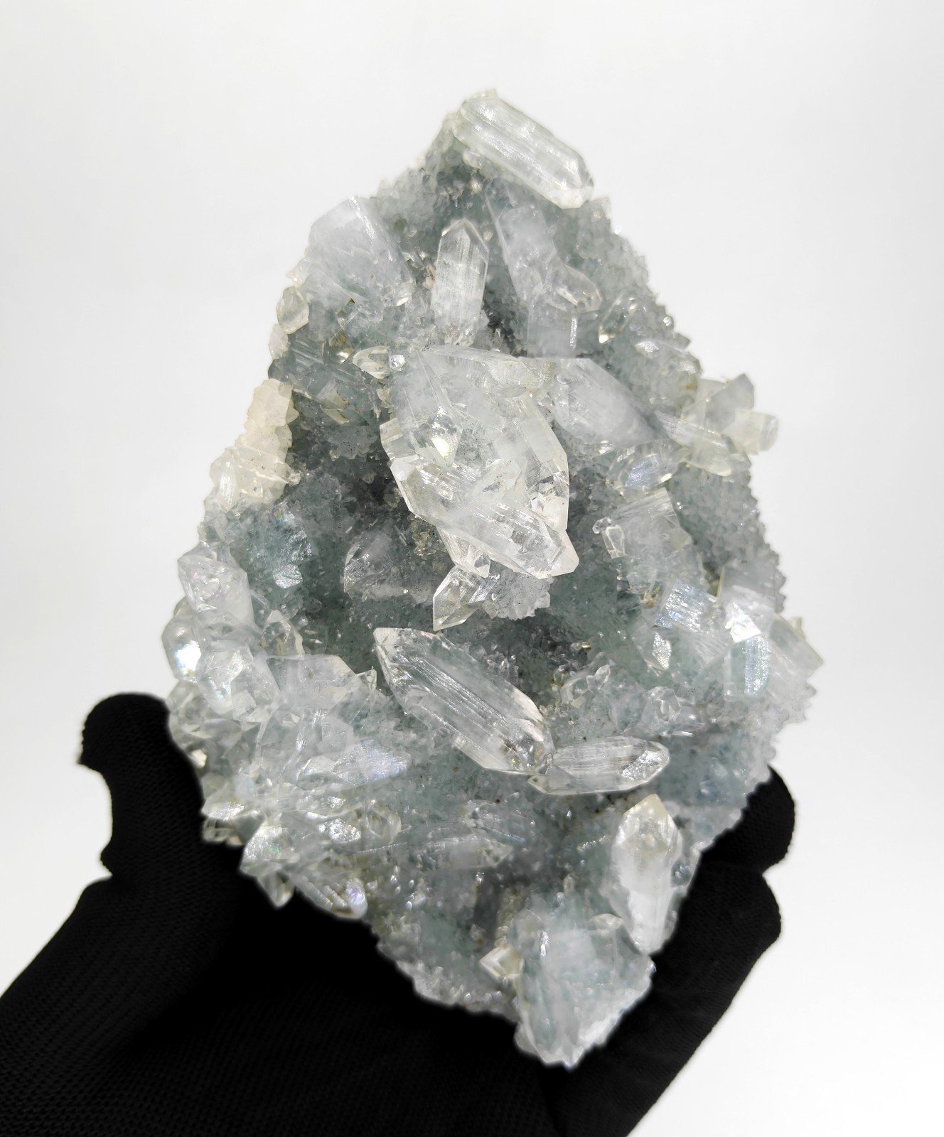 Natural Pointed Apophyllite Cluster on Quartz Minerals #594