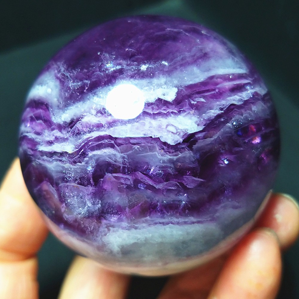 RARE 284g Natural Polishing Purple Silk Fluorite Crystal Ball Healing A4896
