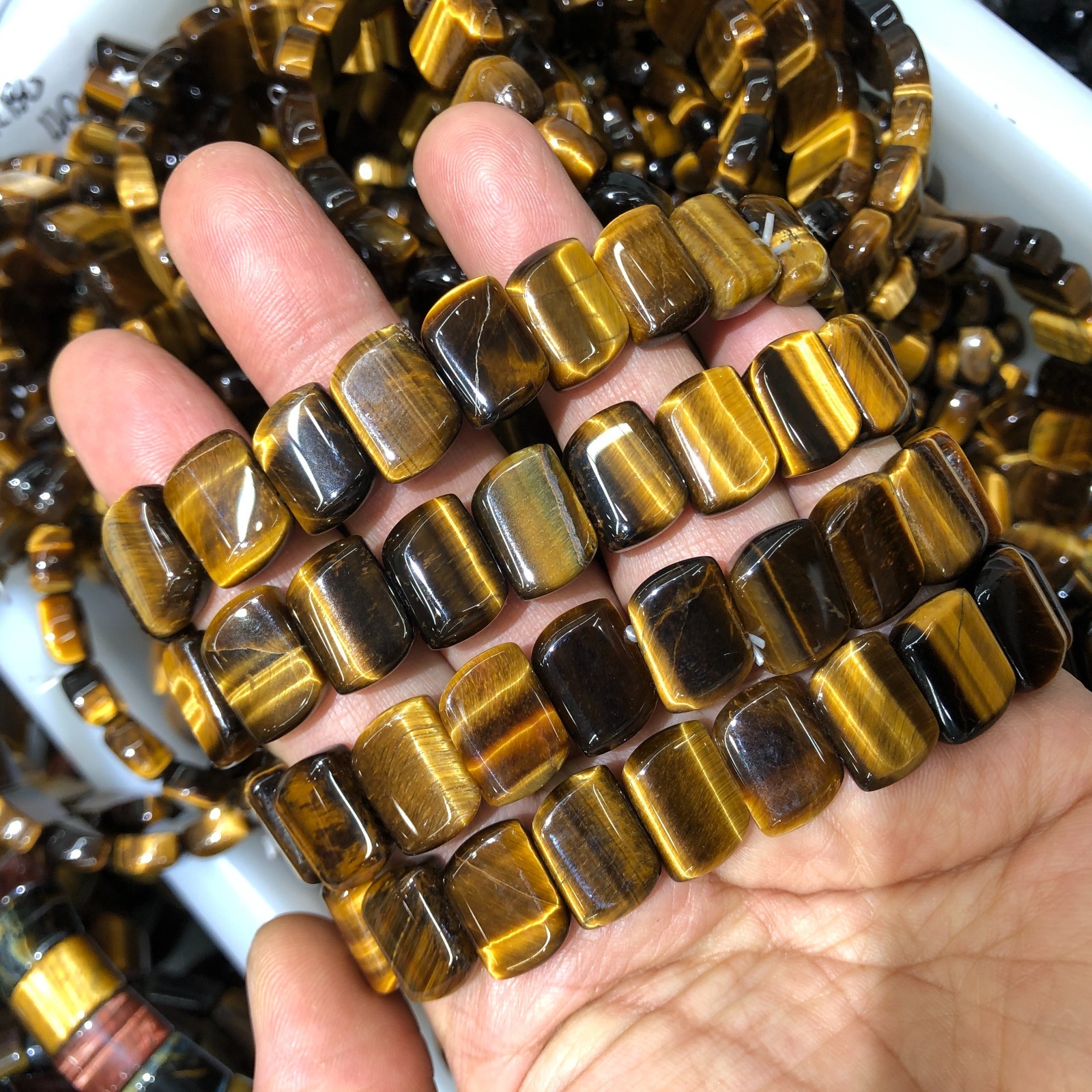 1Pcs Natural Tiger’s Eye Stone Bracelet Brown Gemstone Stretch Bracelet Handmade