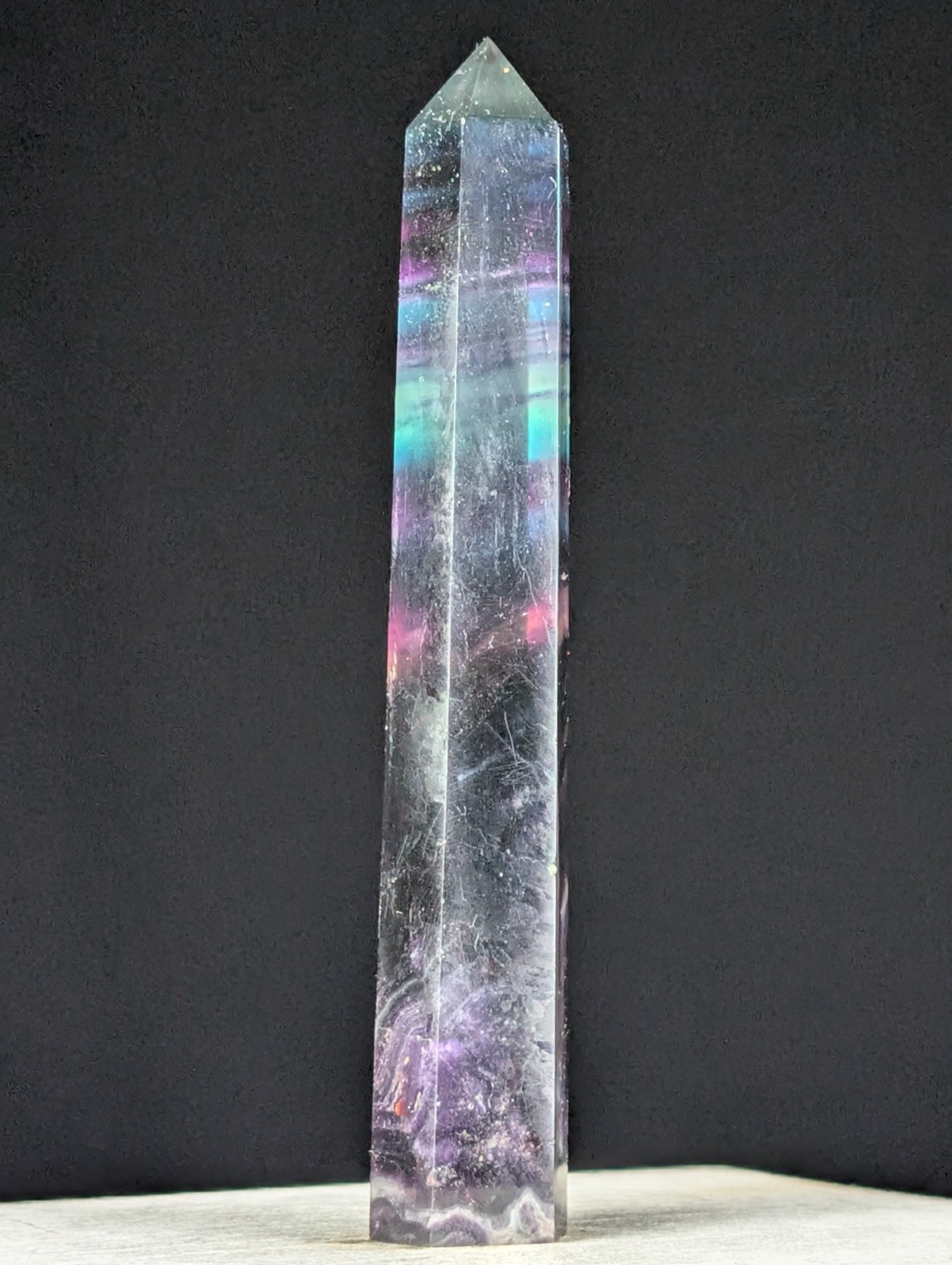 Rainbow Fluorite Tower Crystal Gemstone Large Tall Point Chakra Reiki