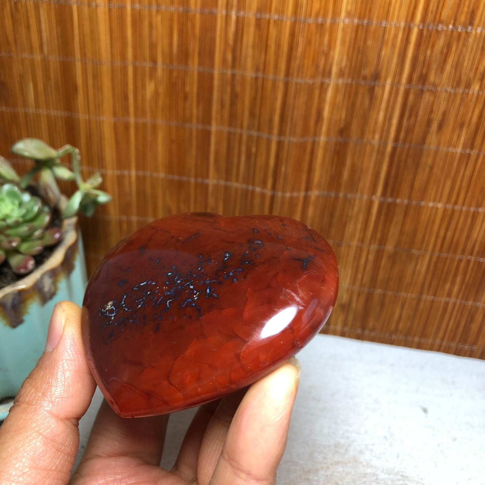 73-59-22mm Rare NATURAL red agate Hand polishing heart Crystal specimen A5103
