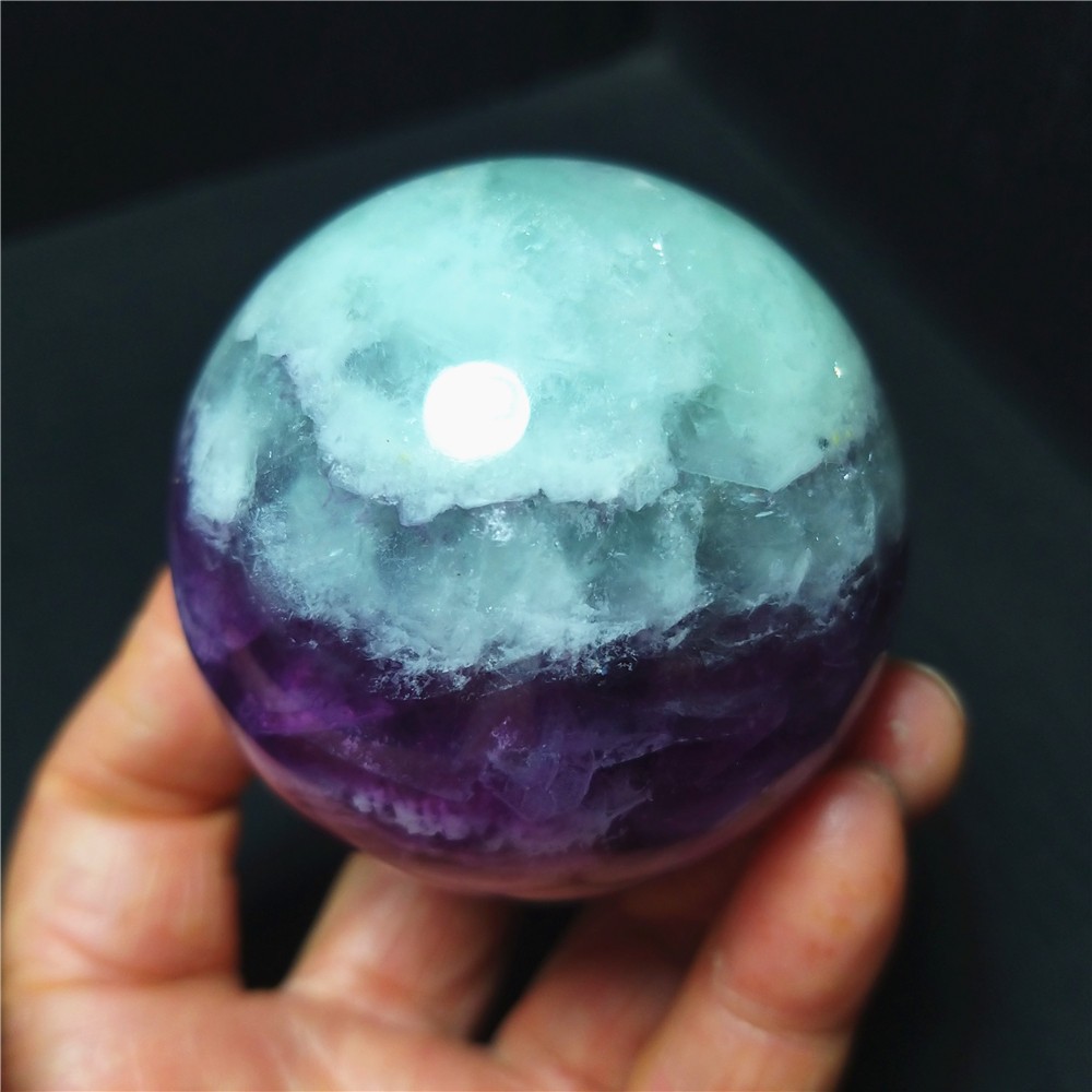 RARE 284g Natural Polishing Purple Silk Fluorite Crystal Ball Healing A4896