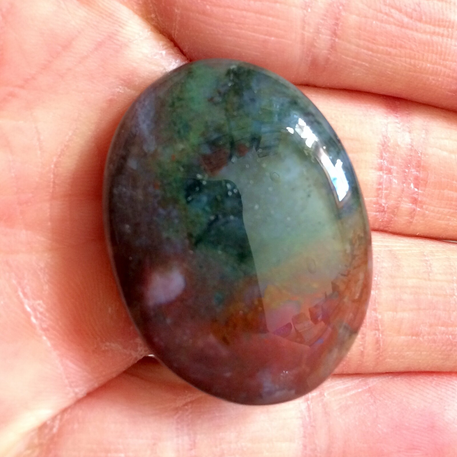 Natural Ocean Jasper Palm Stone Rock Crystal Healing Reiki Polished Worry Stone