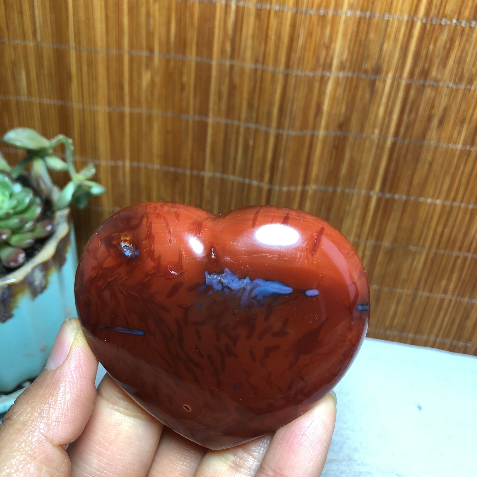 73-59-22mm Rare NATURAL red agate Hand polishing heart Crystal specimen A5103