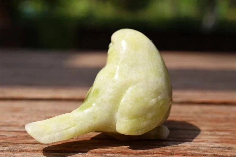 1pc 2.4” Natural Lantian jade Quartz Carved Bird Skull Crystal Reiki Decor Gift