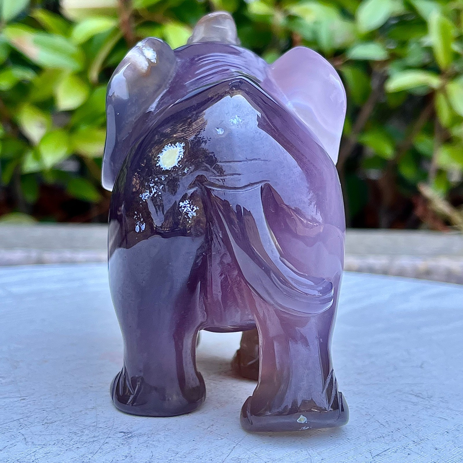 1.92LB Natural agate elephant hand carved skull healing decoration