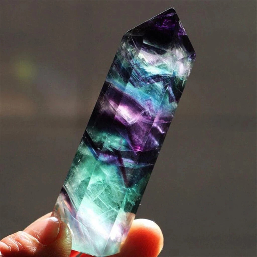 Rainbow Fluorite Crystal Wand Obelisk Tower Point Home Decoration Natural Stone
