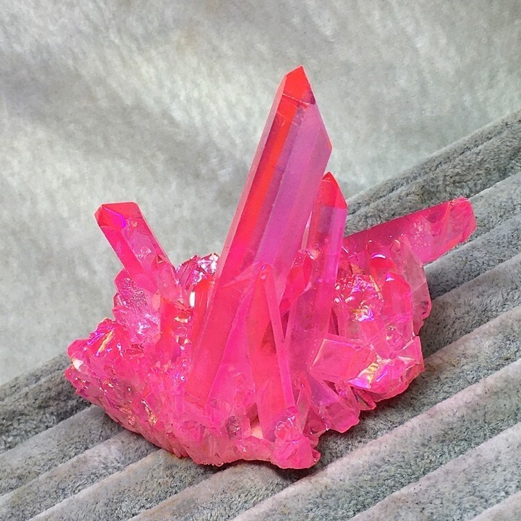 80-100g Titanium Aura Angel Hot Pink Crystal Healing Cluster Geode Rocks Gifts