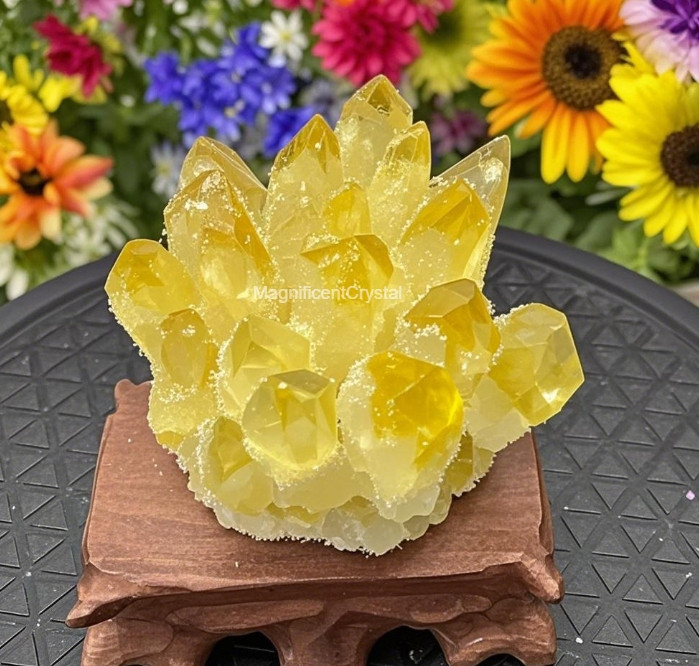 2025Rare 300g Natural Citrine Crystal Cluster Raw Healing Energy Home Decor Gift