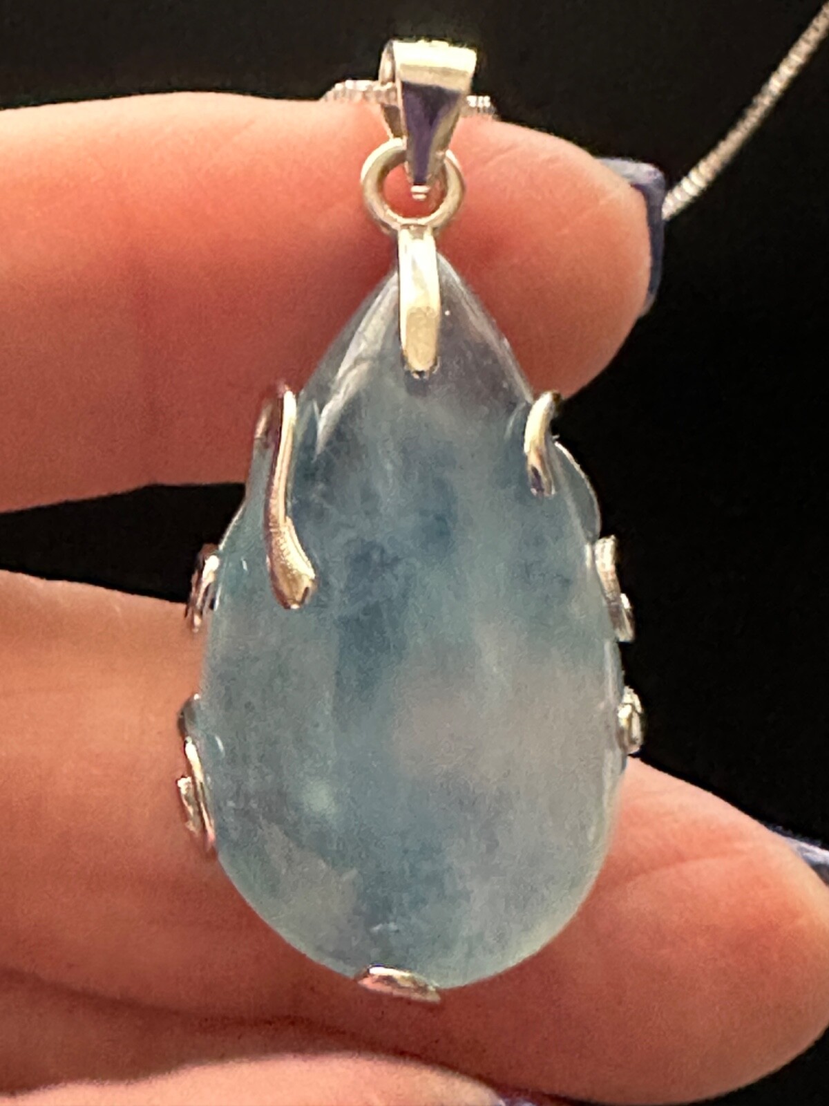Aquamarine/Sterling Silver,Quartz Crystal,Metaphysical, Jewelry,Gem,Unique,Gift