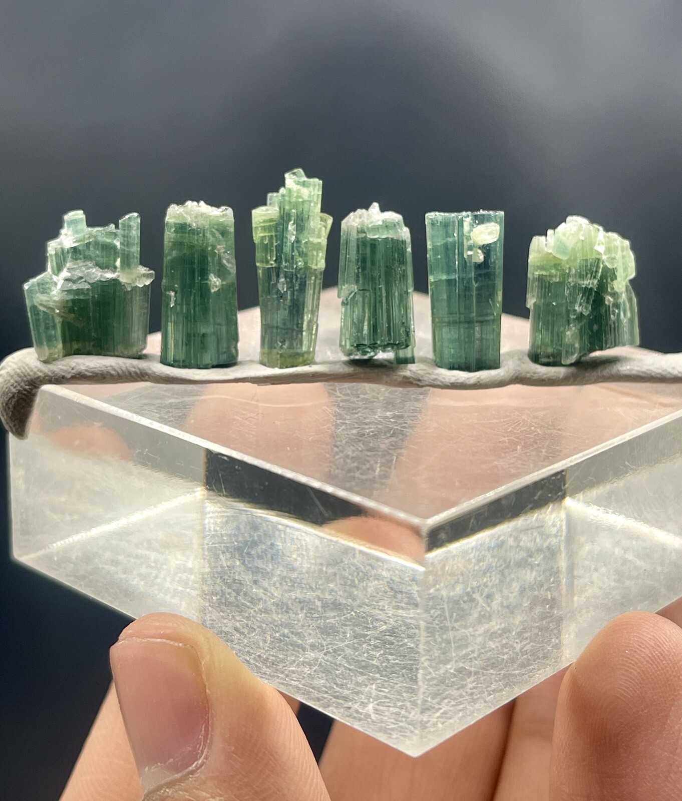 Well Terminated Spray Shape Green Tourmaline Crystals From Afghanistan