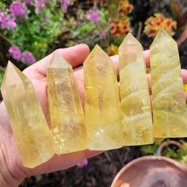 Natural Citrine Tower Point Obelisk Yellow Wealth Gemstone Mineral Home Decor