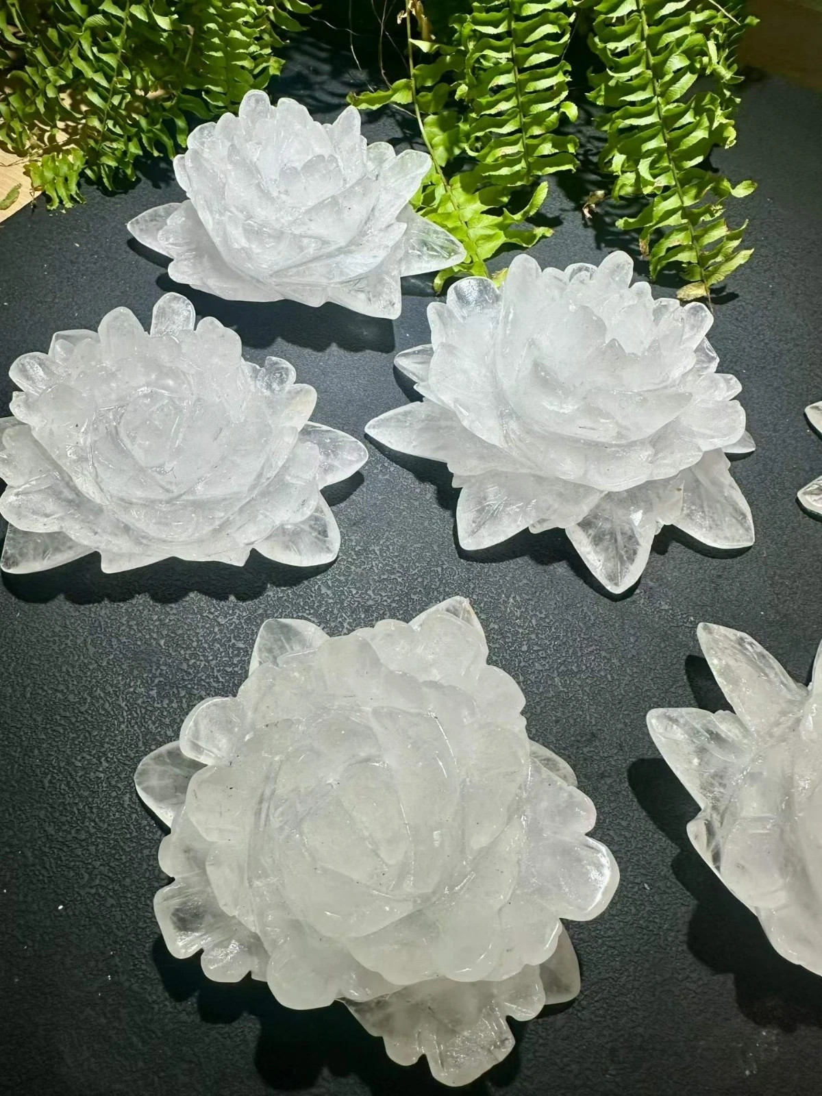 1pc Natural White Quartz Carved Crystal Flower Skull Reiki Healing Decor Gift