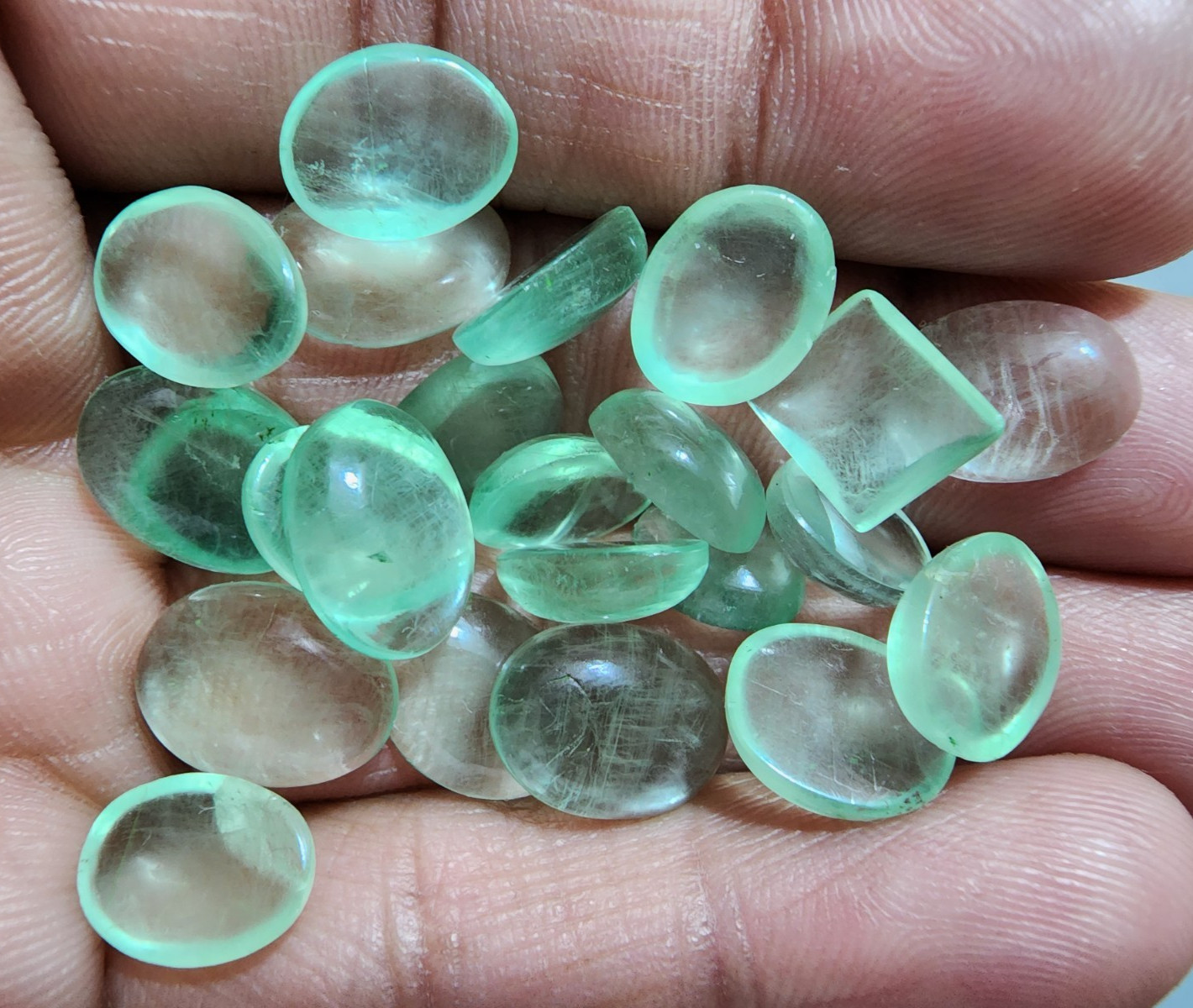 Wonderful Green Fluorite Cabochon Cut 14-9MM Loose Gemstones Lot 23 Pcs Polished