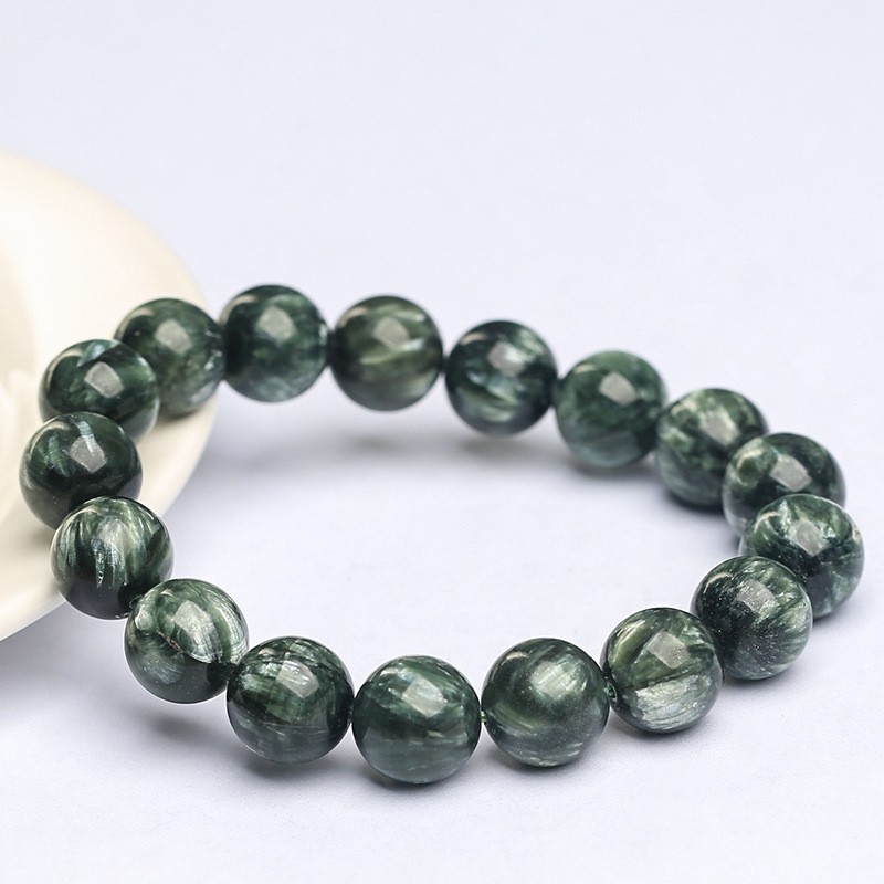 9mm Natural Seraphinite Gemstone Beads Bracelet Reiki Healing Jewelry 1PCS