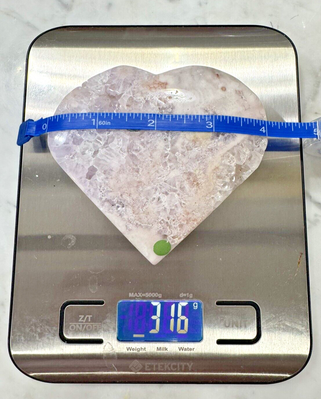 Pink Amethyst Heart w/ Stand