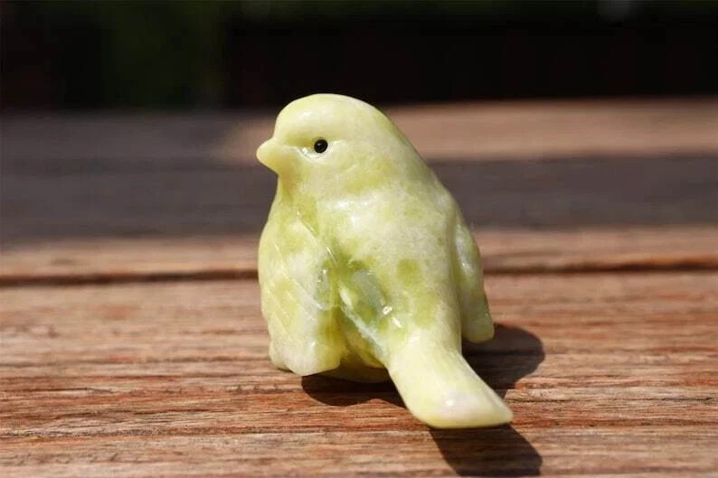 1pc 2.4” Natural Lantian jade Quartz Carved Bird Skull Crystal Reiki Decor Gift