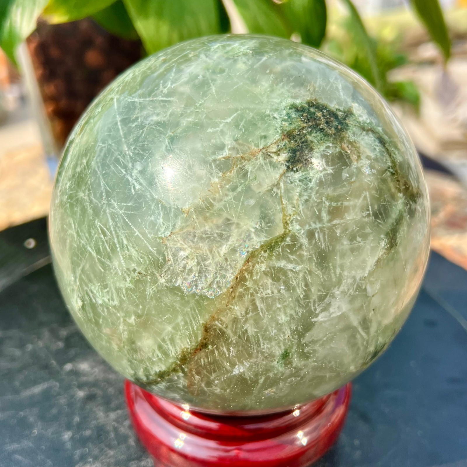 5.5LBNatural Green Phantom Quartz Sphere Crystal Ball Healing Decor