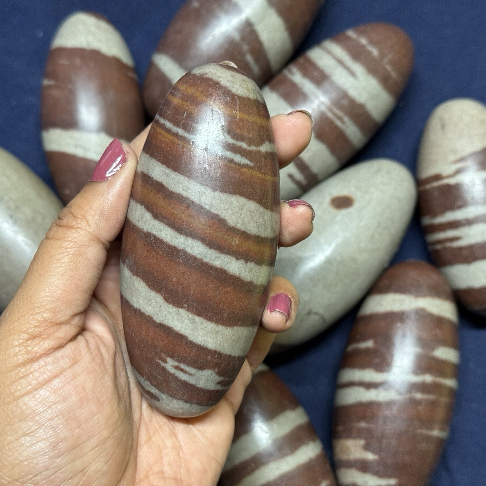 4 Inch Shiva Lingam stone from India -Narmada River -Palm size Shivalingam -1 pc