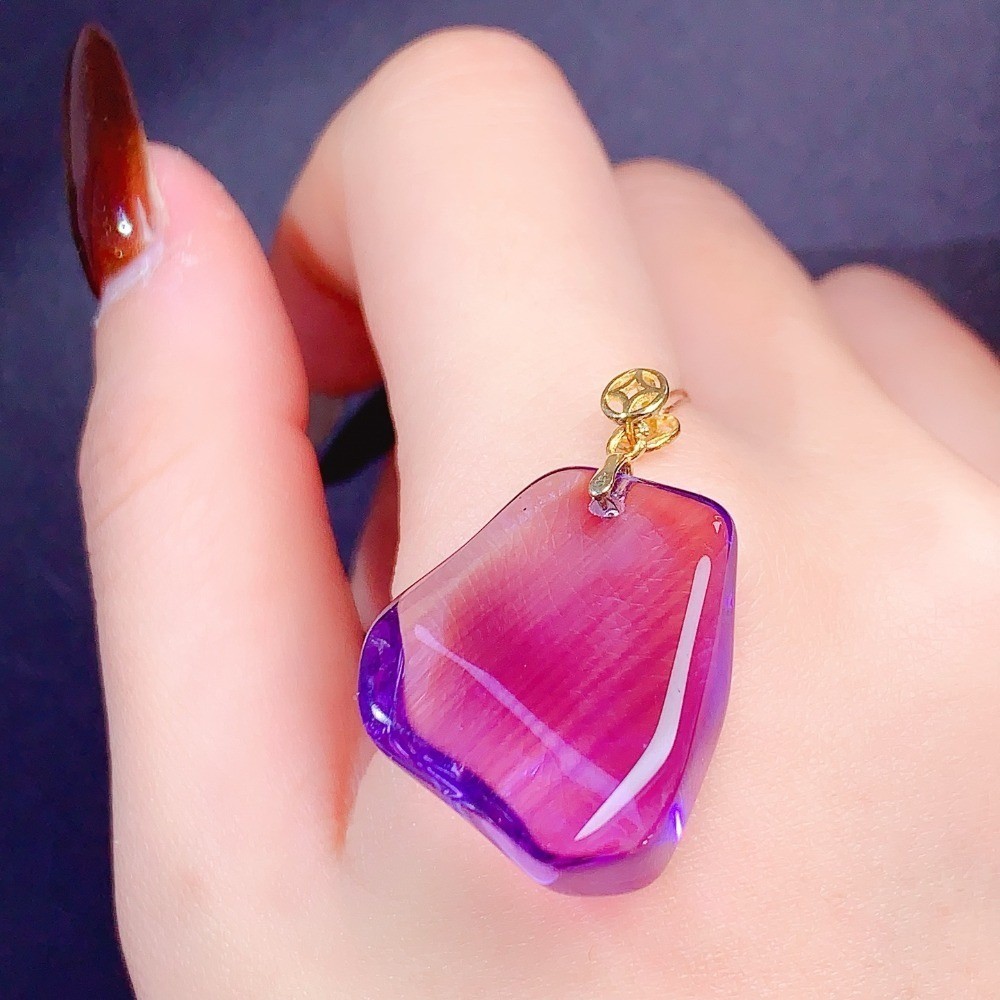Natural Amethyst Pendant Necklace Gemstone Jewelry S925 Silver Plated 18K Gold