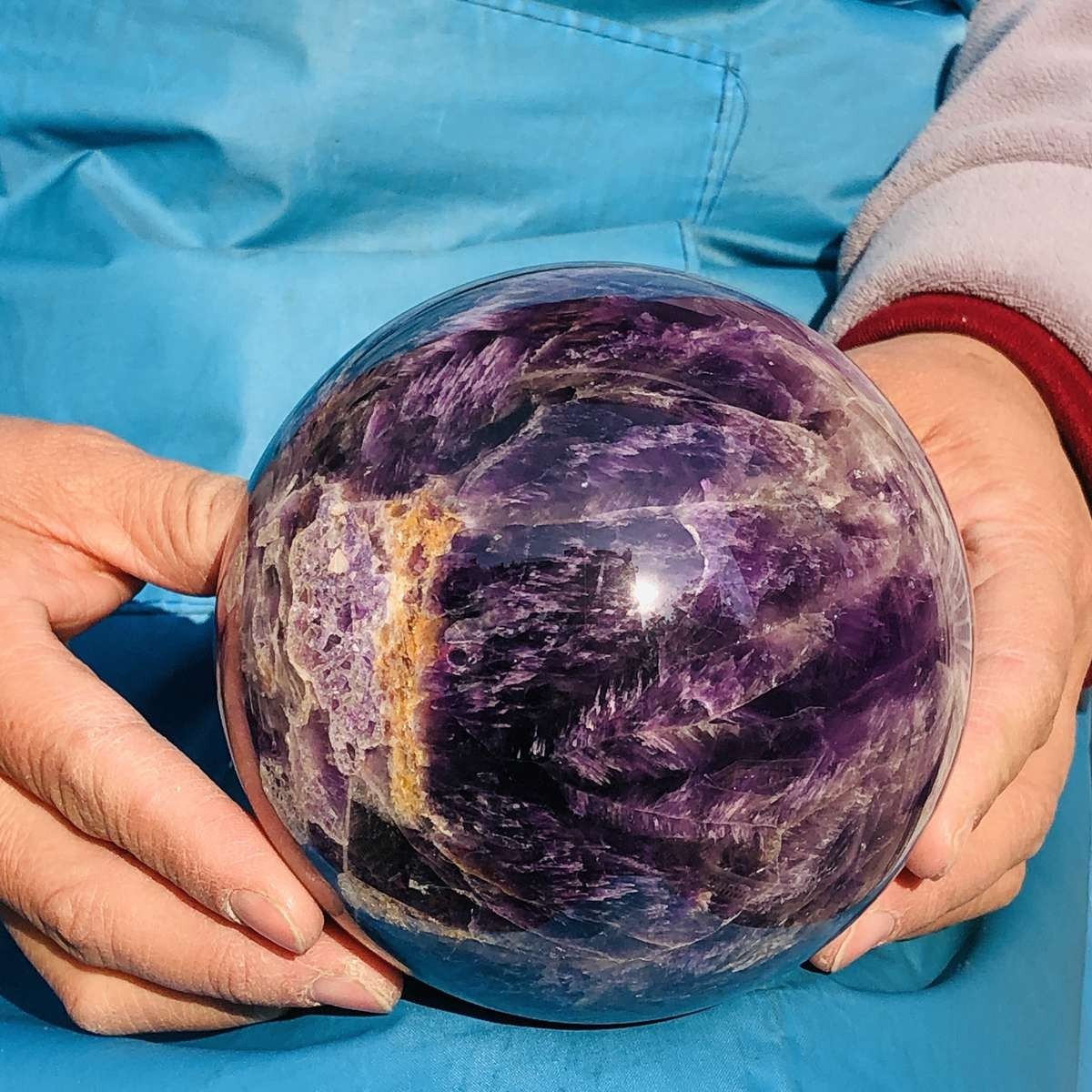 4.42LB Natural Dreamy Amethyst ball Quartz crystal Sphere Crystal Healing
