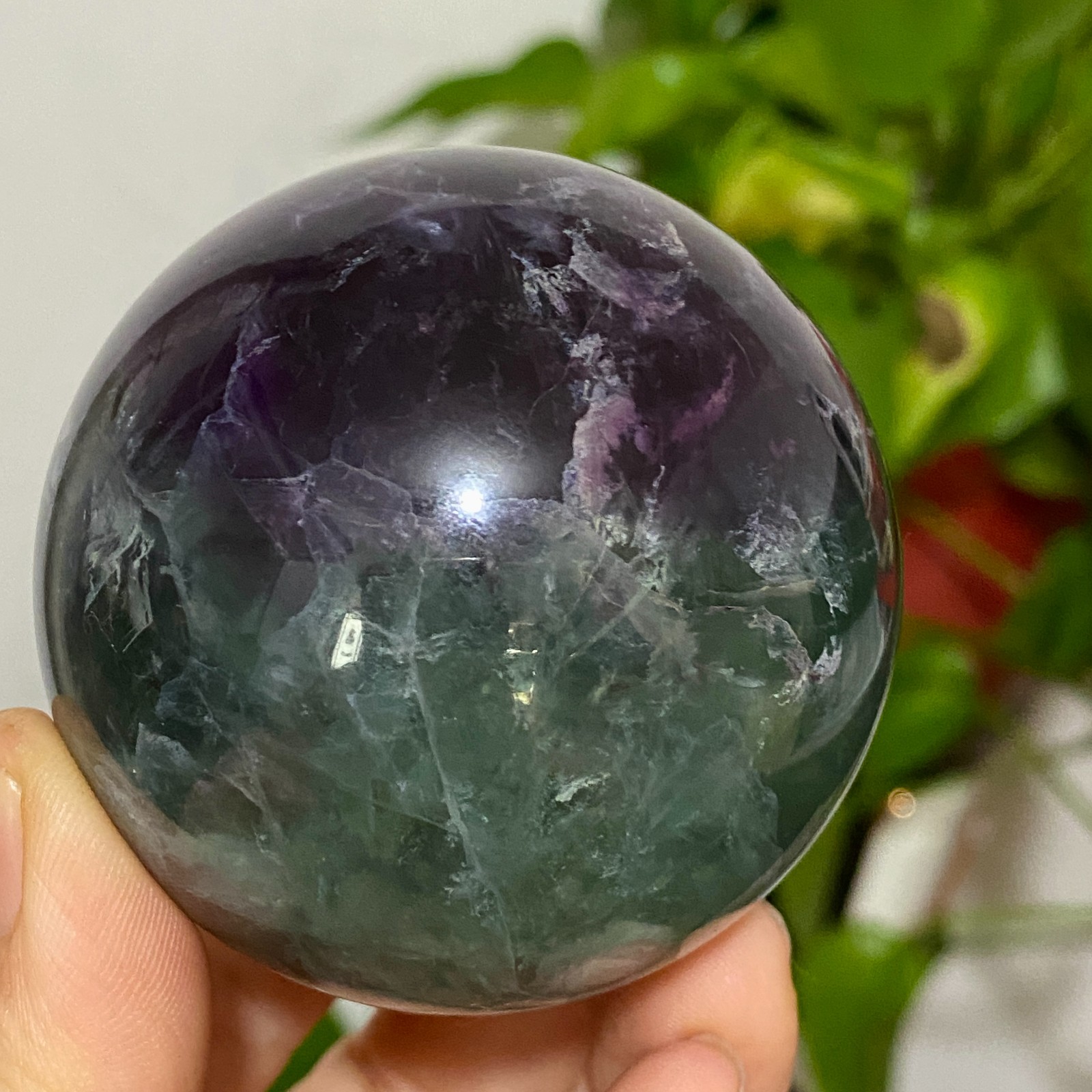 410g Natural fluorite ball quartz crystal Sphere Reiki energy healing
