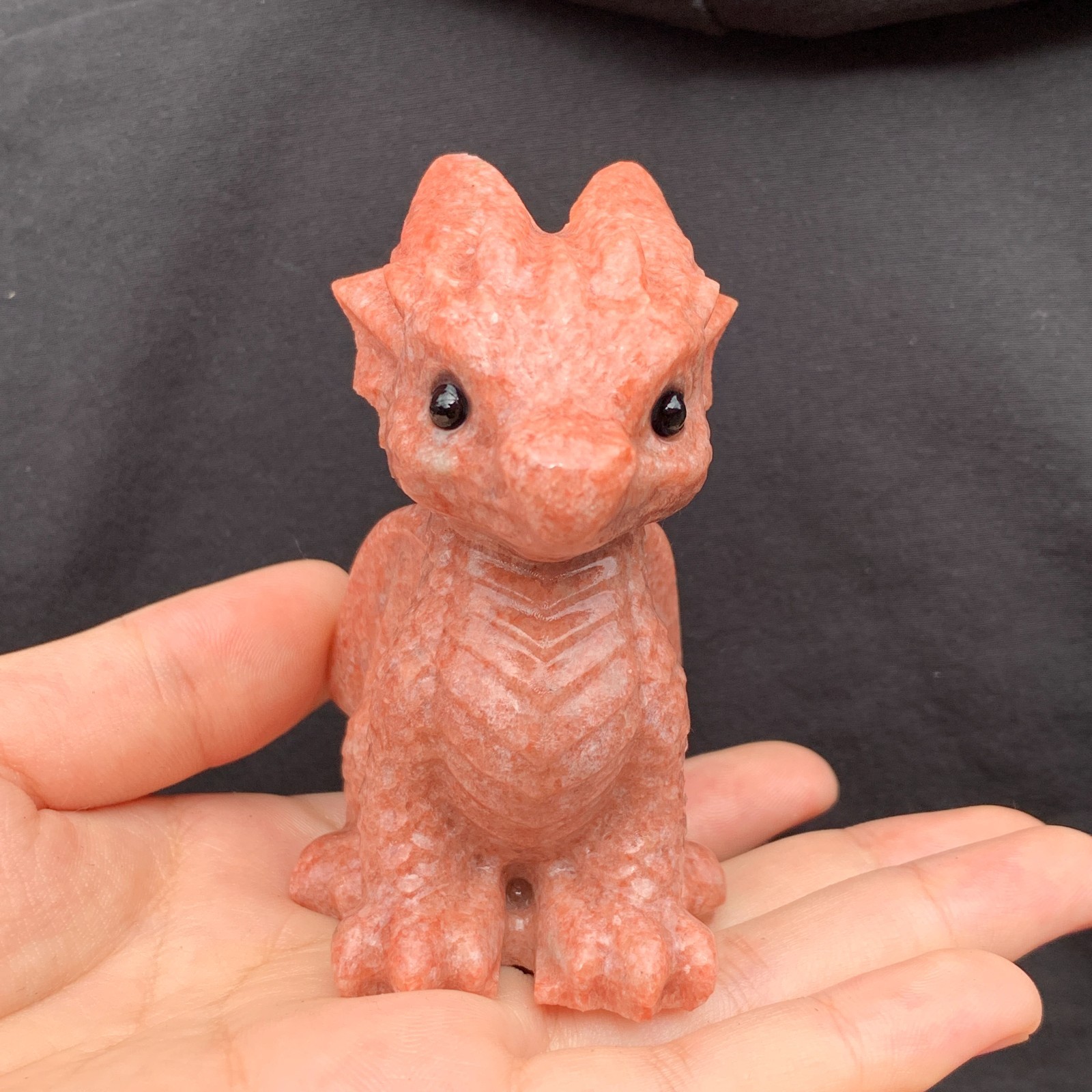1pc Natural Sunstone Quartz Carved Little Dragon Skull Crystal Reiki Decor