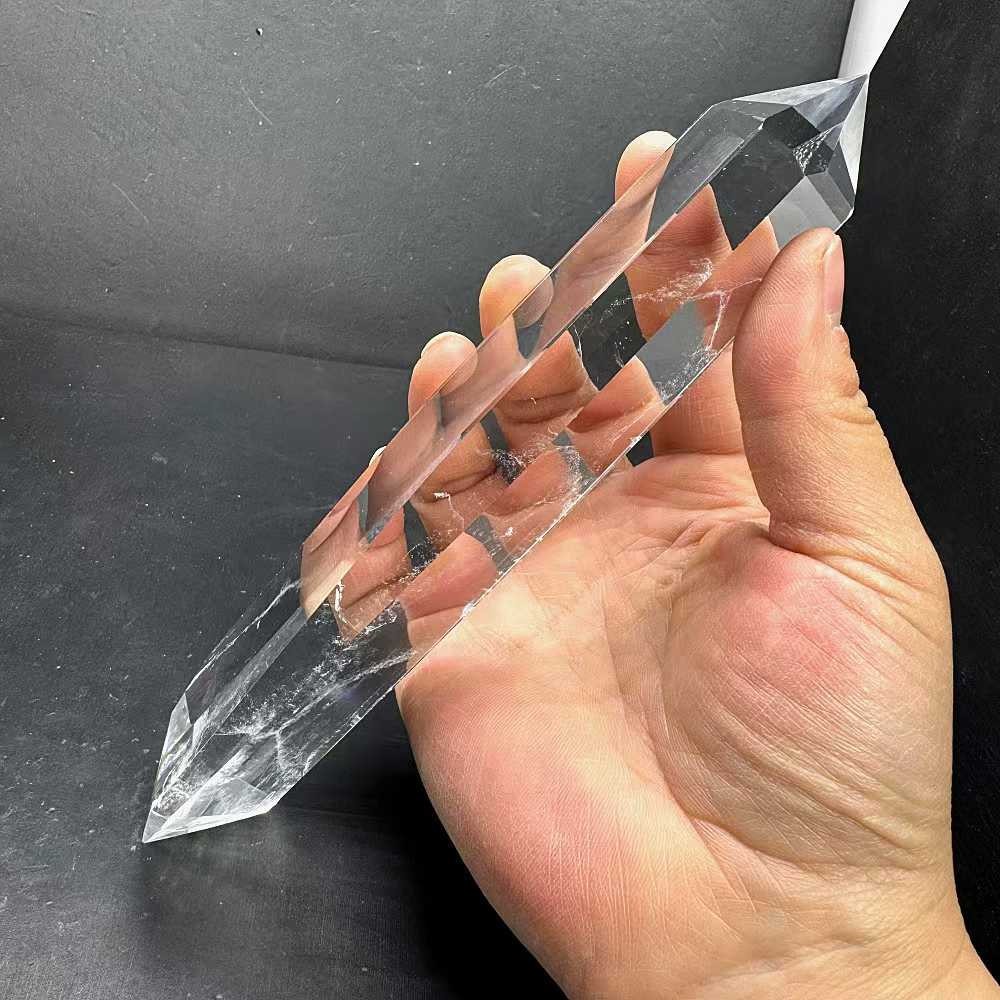 330g Natural White Quartz Obelisk Crystal Double Point Tower Reiki Decor