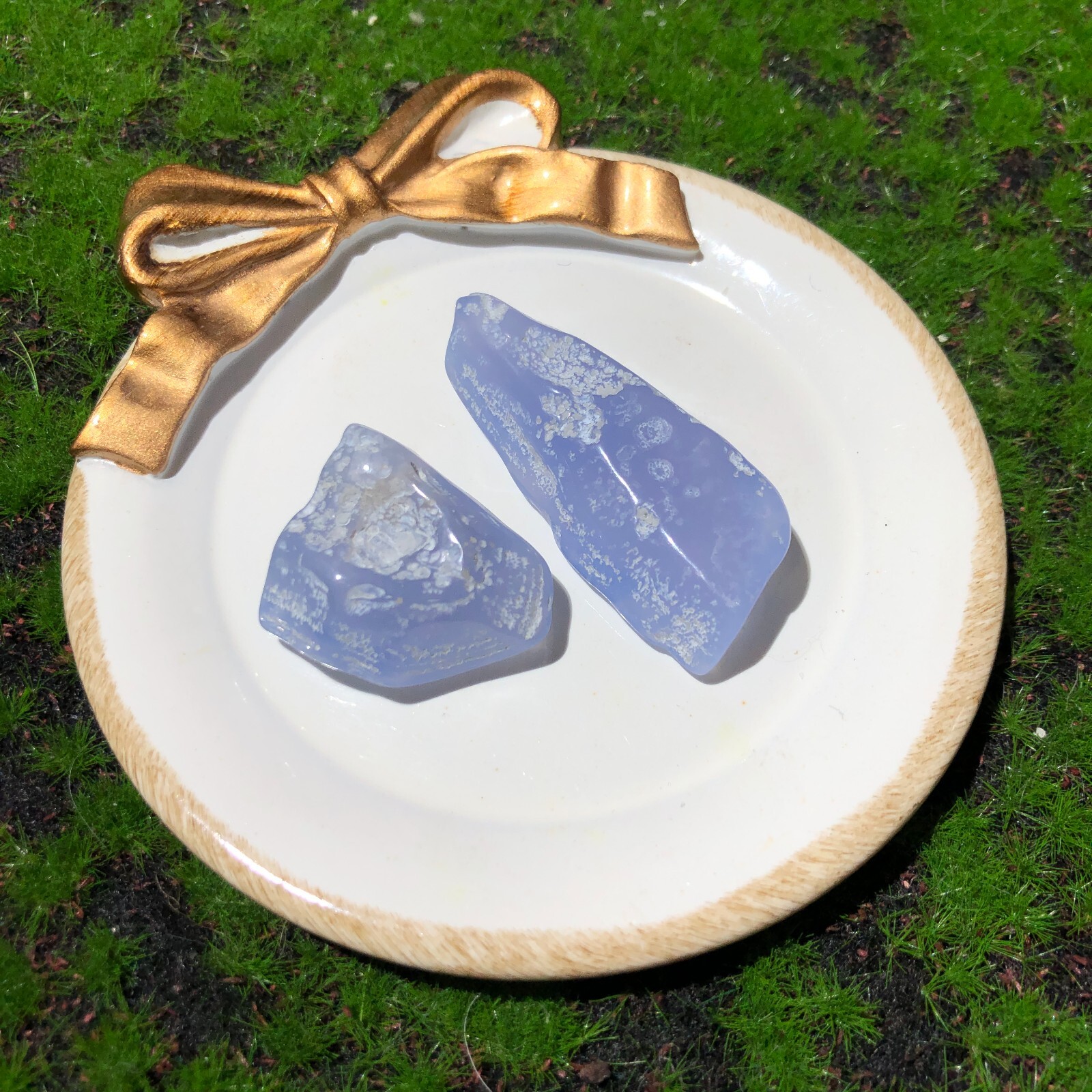 2x Polished Blue Agate Crystal Quartz Natural Stone Healing Charkas 27.5g 3-5cm